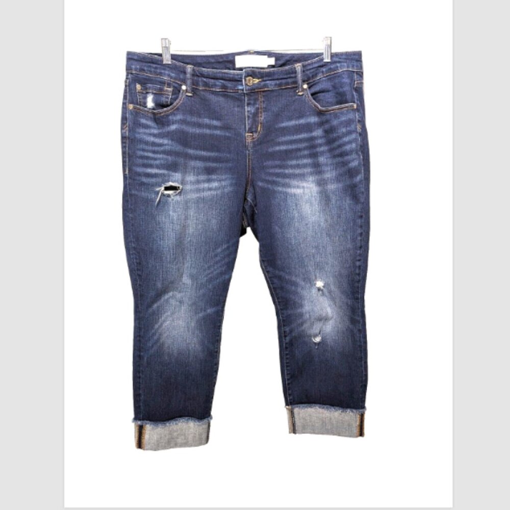 Torrid Distressed High Rise Stretch Cuffed Crop Jeans Size 18